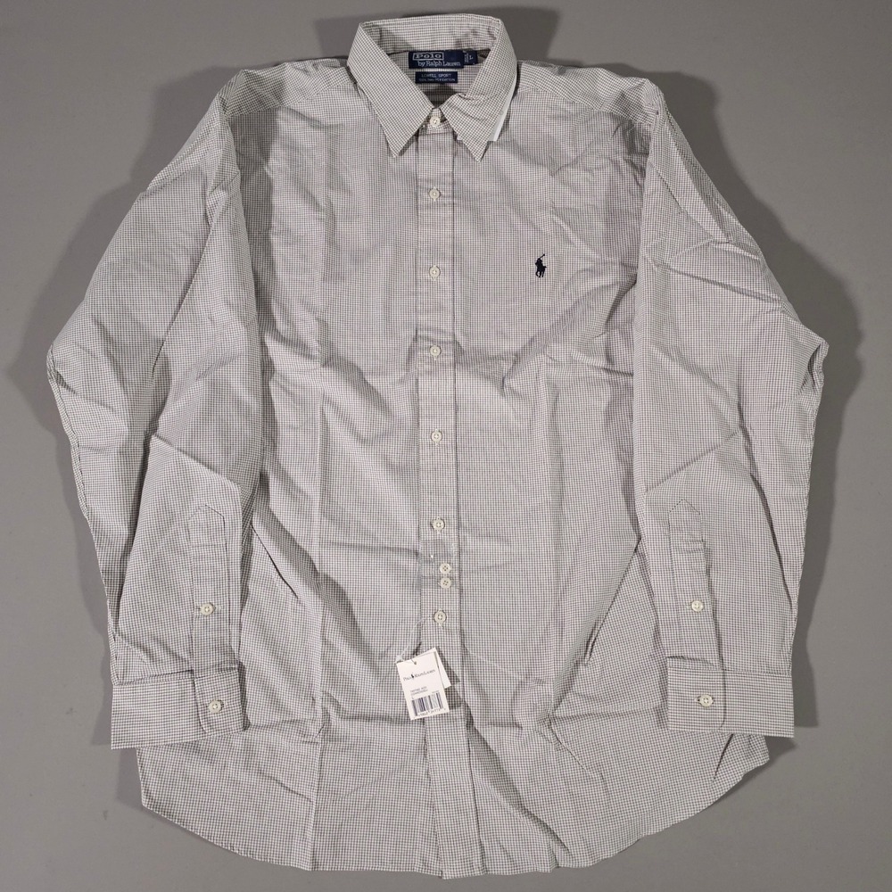 Polo Ralph Lauren Button Down Mens Large Blue White Check Lowell Sport NWT